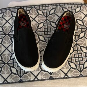 Wonder Nation Boys Sz 2 Black Canvas Fabric Slip on Casual Shoes-Elastic Gore